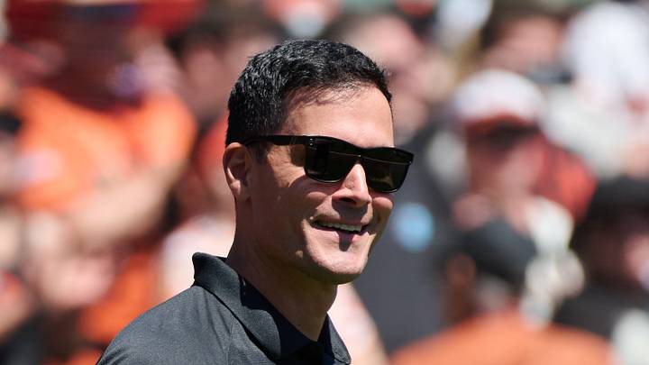 San Francisco, California, USA; Former San Francisco Giants pitcher Javier Lopez walks to his seat before a ceremony celebrating the tenth anniversary of the Giants' 2014 World Series championship at Oracle Park. Mandatory Credit: Robert Edwards-USA TODAY Sports