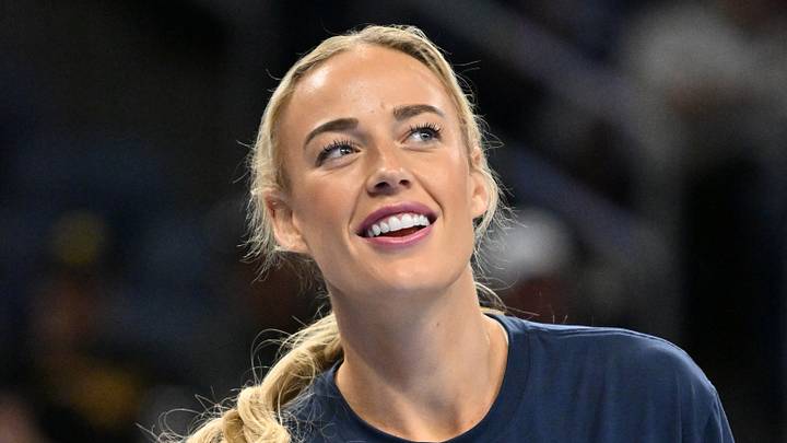 Aug 23, 2026; Chicago, Illinois, USA;  Indiana Fever guard Sophie Cunningham (8) reacts while warming up prior to a game against the Chicago Sky at Wintrust Arena.  Mandatory Credit: Patrick Gorski-Imagn Images