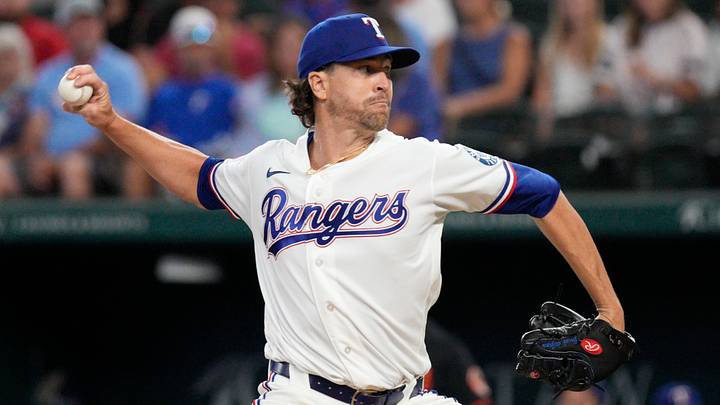 Texas Rangers pitcher Jacob deGrom. Texas Rangers pitcher Jacob deGrom.