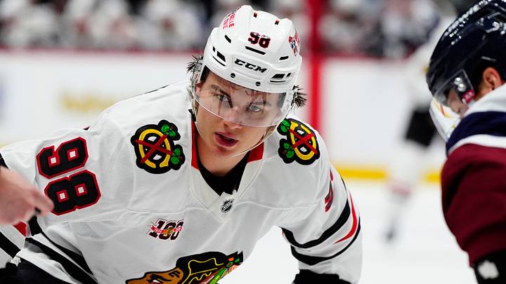 Feb 28, 2026; Denver, Colorado, USA; Chicago Blackhawks center Connor Bedard (98) during the third period against the Colorado Avalanche at Ball Arena. Mandatory Credit: Ron Chenoy-Imagn Images Feb 28, 2026; Denver, Colorado, USA; Chicago Blackhawks center Connor Bedard (98) during the third period against the Colorado Avalanche at Ball Arena. Mandatory Credit: Ron Chenoy-Imagn Images
