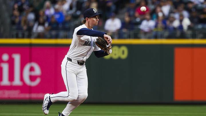 May 19, 2026; Seattle, Washington, USA; Seattle Mariners shortstop Colt Emerson (4) throws to first base for a ground out against the Chicago White Sox during the fourth inning at T-Mobile Park. Mandatory Credit: Joe Nicholson-Imagn Images May 19, 2026; Seattle, Washington, USA; Seattle Mariners shortstop Colt Emerson (4) throws to first base for a ground out against the Chicago White Sox during the fourth inning at T-Mobile Park. Mandatory Credit: Joe Nicholson-Imagn Images