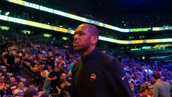May 5, 2023; Phoenix, Arizona, USA; Phoenix Suns general manager James Jones prior to the game May 5, 2023; Phoenix, Arizona, USA; Phoenix Suns general manager James Jones prior to the game