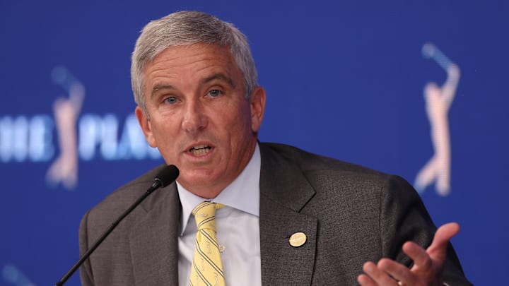 PGA Tour Commissioner Jay Monahan speaks during his annual press conference ahead of The Players Championship.