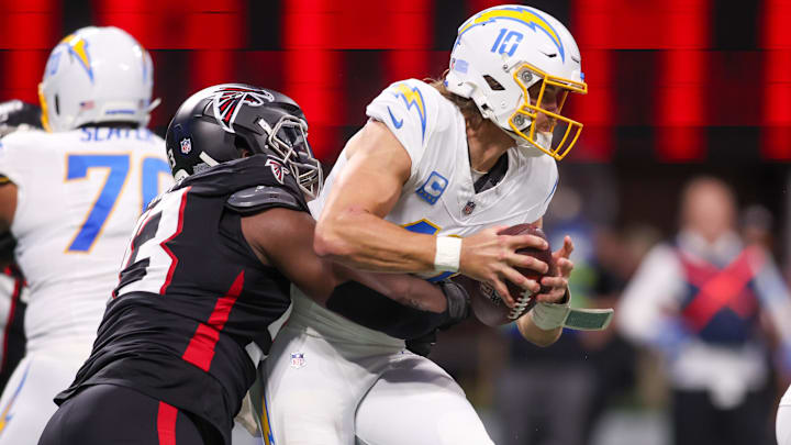 The Atlanta Falcons nearly have many sacks in their past two games (nine) than through their first 11 weeks (10).