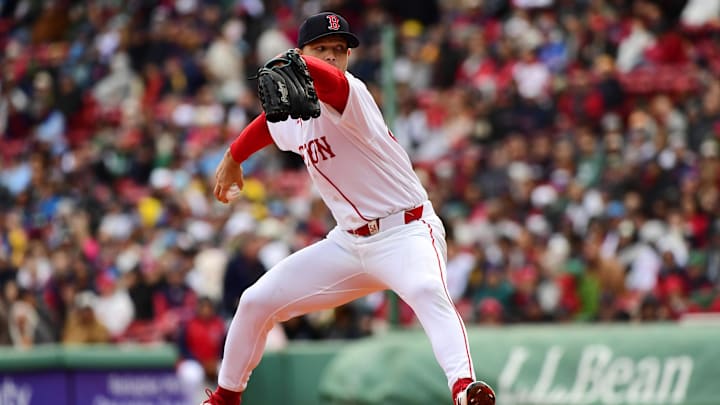 Apr 20, 2026; Boston, Massachusetts, USA;  Boston Red Sox pitcher Sonny Gray (54) pitches during the first inning against the Detroit Tigers at Fenway Park. Mandatory Credit: Bob DeChiara-Imagn Images