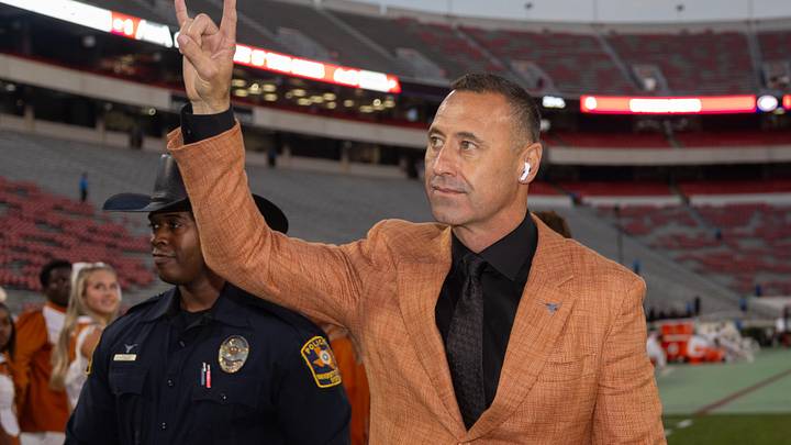 Texas Longhorns head coach Steve Sarkisian walks into Sanford Stadium before a game against the Georgia Bulldogs. Texas Longhorns head coach Steve Sarkisian walks into Sanford Stadium before a game against the Georgia Bulldogs.