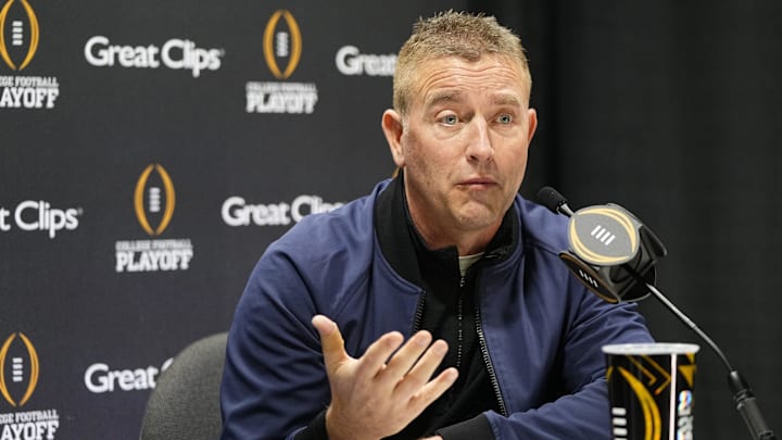 ESPN broadcaster Kirk Herbstreit answers questions during Media Day for the College Football Playoff against the Notre Dame Fighting Irish at the Georgia World Congress Center in Atlanta on Jan. 18, 2025. ESPN broadcaster Kirk Herbstreit answers questions during Media Day for the College Football Playoff against the Notre Dame Fighting Irish at the Georgia World Congress Center in Atlanta on Jan. 18, 2025.