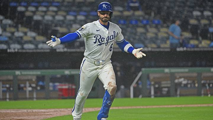 Apr 1, 2026; Kansas City, Missouri, USA; Kansas City Royals second baseman Jonathan India (6) reacts after hitting a grand slam in the sixth inning against the Minnesota Twins at Kauffman Stadium. Mandatory Credit: Peter Aiken-Imagn Images Apr 1, 2026; Kansas City, Missouri, USA; Kansas City Royals second baseman Jonathan India (6) reacts after hitting a grand slam in the sixth inning against the Minnesota Twins at Kauffman Stadium. Mandatory Credit: Peter Aiken-Imagn Images