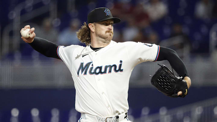 Apr 21, 2026; Miami, Florida, USA;  Miami Marlins starting pitcher Chris Paddack (33) throws against the St. Louis Cardinals during the first inning at loanDepot Park. Mandatory Credit: Rhona Wise-Imagn Images