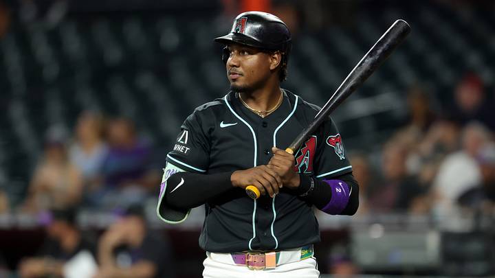 Aug 10, 2026; Phoenix, Arizona, USA; Arizona Diamondbacks shortstop Geraldo Perdomo against the Colorado Rockies at Chase Field. Mandatory Credit: Mark J. Rebilas-Imagn Images