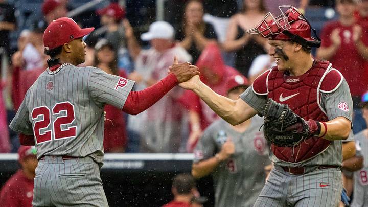 Oklahoma upset North Carolina in Game 1 of the College World Series. Oklahoma upset North Carolina in Game 1 of the College World Series.