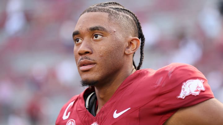 Taylen Green QB Arkansas Razorbacks. Mandatory Credit: Nelson Chenault-Imagn Images Taylen Green QB Arkansas Razorbacks. Mandatory Credit: Nelson Chenault-Imagn Images