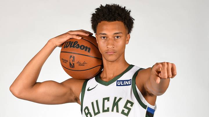 Sep 28, 2026; Milwaukee, WI, USA;  Milwaukee Bucks forward Nate Ament (15) poses for a photo during Media Day.  Mandatory Credit: Michael McLoone-Imagn Images