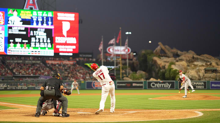 Jun 30, 2023; Anaheim, California, USA; Los Angeles Angels starting pitcher Shohei Ohtani (17)
