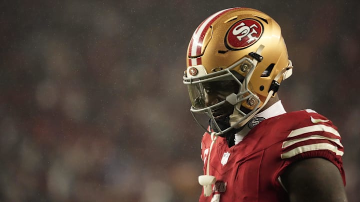 Dec 12, 2024; Santa Clara, California, USA; San Francisco 49ers wide receiver Deebo Samuel Sr (1) during the final seconds of the game against the Los Angeles Rams at Levi's Stadium. Mandatory Credit: Kelley L Cox-Imagn Images Dec 12, 2024; Santa Clara, California, USA; San Francisco 49ers wide receiver Deebo Samuel Sr (1) during the final seconds of the game against the Los Angeles Rams at Levi's Stadium. Mandatory Credit: Kelley L Cox-Imagn Images