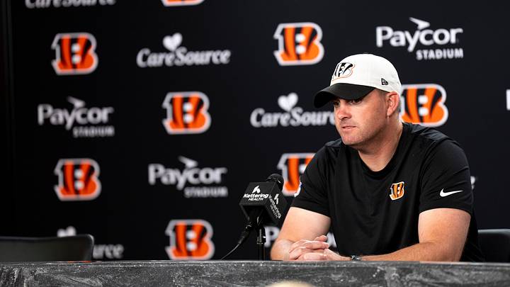 Cincinnati Bengals head coach Zac Taylor speaks to the press at Paycor Stadium in Cincinnati on Tuesday, May 12, 2026. Cincinnati Bengals head coach Zac Taylor speaks to the press at Paycor Stadium in Cincinnati on Tuesday, May 12, 2026.