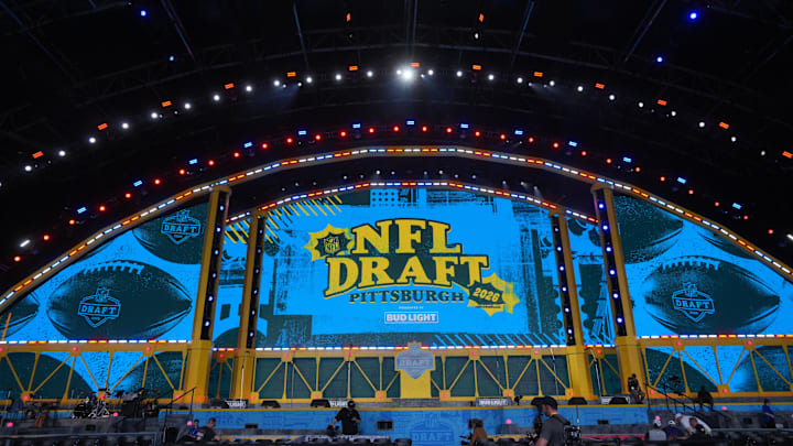 A general overall view of the 2026 NFL Draft theater stage at Acrisure Stadium.