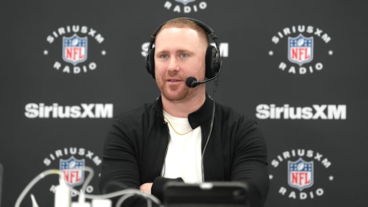 Buffalo Bills coach Joe Brady on the SiriusXM NFL Radio set at the NFL Scouting Combine at the Indiana Convention Center.