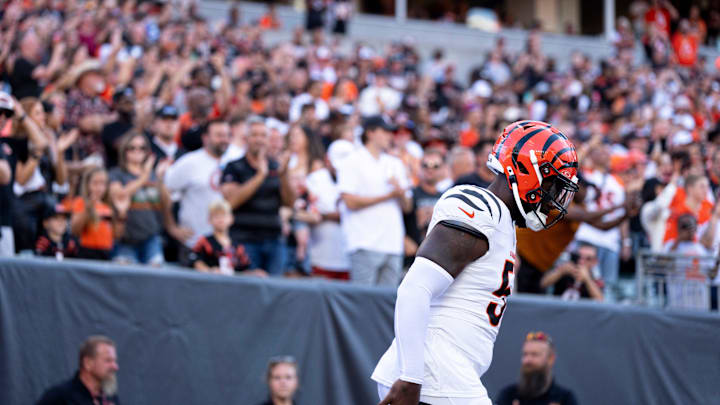 Cincinnati Bengals linebacker Germaine Pratt (57) takes the field before the NFL preseason game against the Tampa Bay Buccaneers at Paycor Stadium in Cincinnati Saturday, August 10, 2024.