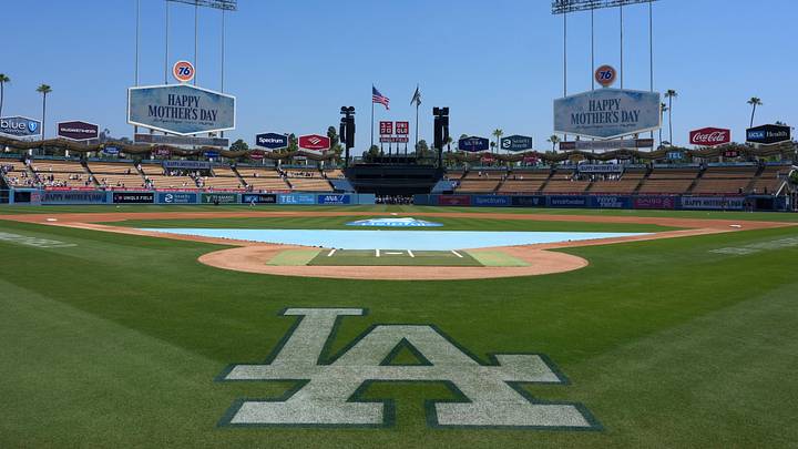 May 10, 2026; Los Angeles, California, USA; A general overall view of the video board at Dodger Stadium. 