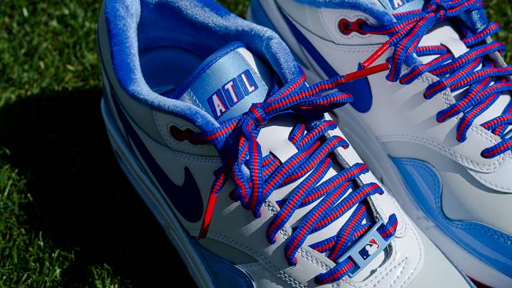 The City Connect Nike Air Max 1 "Braves" colorway. The City Connect Nike Air Max 1 "Braves" colorway.