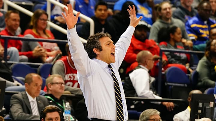 Georgia Tech Yellow Jackets head coach Josh Pastner reacts against the Pittsburgh Panthers during the first half of the second round of the ACC tournament at Greensboro Coliseum. Mandatory Credit: John David Mercer-Imagn Images Georgia Tech Yellow Jackets head coach Josh Pastner reacts against the Pittsburgh Panthers during the first half of the second round of the ACC tournament at Greensboro Coliseum. Mandatory Credit: John David Mercer-Imagn Images