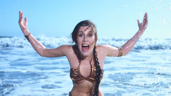 Carrie Fisher poses for 'Rolling Stone' to promote 'Return of the Jedi' in 1983.