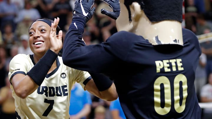 Purdue Boilermakers Raven Colvin (7) is announced into the starting lineup