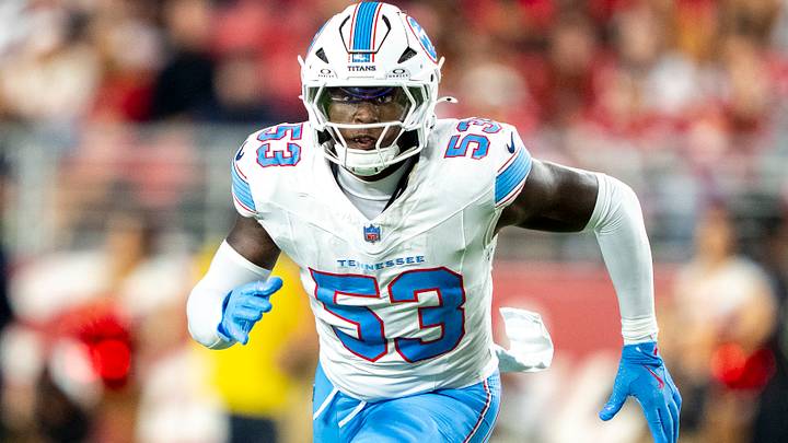 August 13, 2026; Santa Clara, California, USA; Tennessee Titans linebacker Anthony Hill Jr. (53) during the third quarter against the San Francisco 49ers at Levi's Stadium. Mandatory Credit: Kyle Terada-Imagn Images