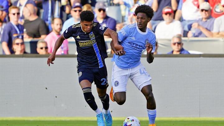 Jun 26, 2022; Philadelphia, Pennsylvania, USA; Philadelphia Union defender Nathan Harriel (26)