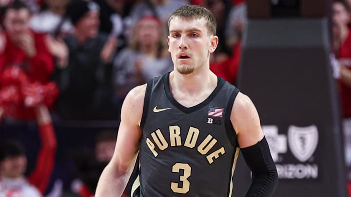 Jan 28, 2024; Piscataway, New Jersey, USA; Purdue Boilermakers guard Braden Smith (3) dribbles up