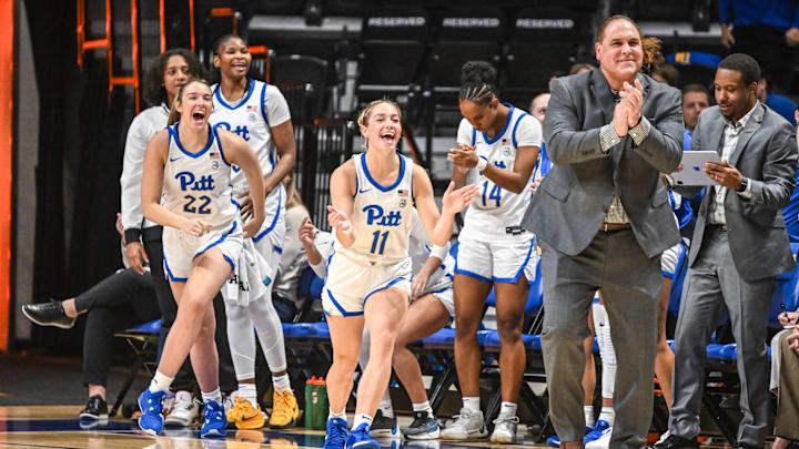 Pitt Women's Basketball Celebrates a Made Basket 