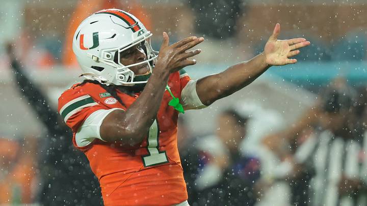 Oct 17, 2026; Miami Gardens, Florida, USA; Miami Hurricanes wide receiver Malachi Toney (1) makes a catch during the first quarter against the Florida State Seminoles at Hard Rock Stadium. Mandatory Credit: Sam Navarro-Imagn Images Oct 17, 2026; Miami Gardens, Florida, USA; Miami Hurricanes wide receiver Malachi Toney (1) makes a catch during the first quarter against the Florida State Seminoles at Hard Rock Stadium. Mandatory Credit: Sam Navarro-Imagn Images