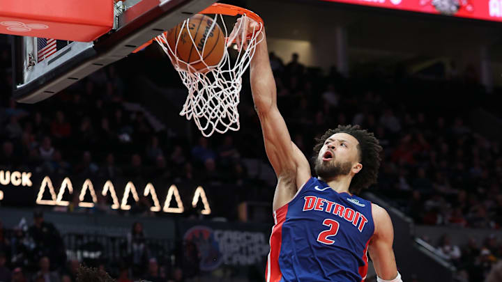 Mar 9, 2025; Portland, Oregon, USA; Detroit Pistons guard Cade Cunningham (2): Jaime Valdez-Imagn Images