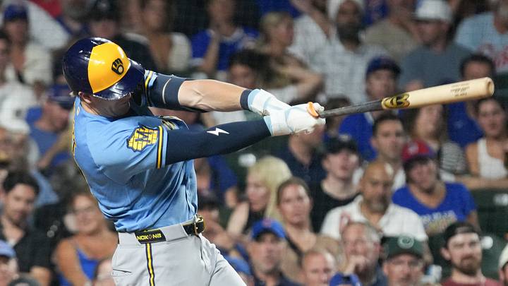 Aug 31, 2026; Chicago, Illinois, USA; Milwaukee Brewers shortstop Cooper Pratt (12) hits a two-run home run against the Chicago Cubs during the seventh inning at Wrigley Field. Mandatory Credit: David Banks-Imagn Images Aug 31, 2026; Chicago, Illinois, USA; Milwaukee Brewers shortstop Cooper Pratt (12) hits a two-run home run against the Chicago Cubs during the seventh inning at Wrigley Field. Mandatory Credit: David Banks-Imagn Images
