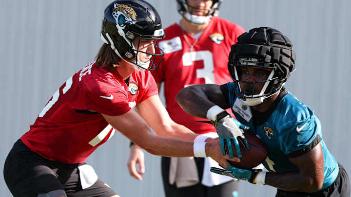 Jul 27, 2023; Jacksonville, FL, USA;  Jacksonville Jaguars quarterback Trevor Lawrence (16).