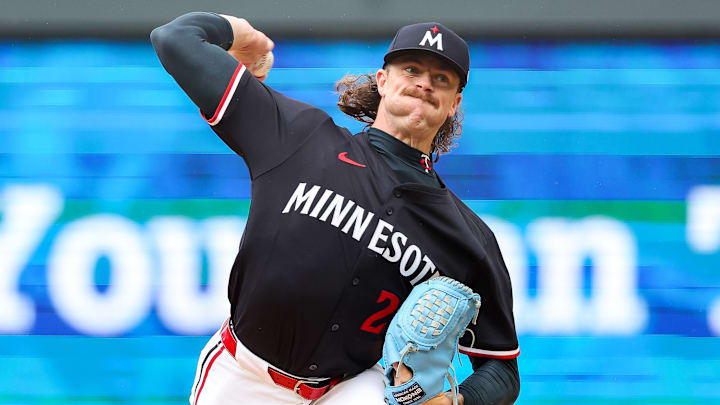 Minnesota Twins starting pitcher Chris Paddack delivers a pitch against the Cleveland Guardians in the first inning during game two of a doubleheader at Target Field in Minneapolis on May 21, 2025. Minnesota Twins starting pitcher Chris Paddack delivers a pitch against the Cleveland Guardians in the first inning during game two of a doubleheader at Target Field in Minneapolis on May 21, 2025.