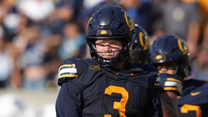 Sep 6, 2025; Berkeley, California, USA; California Golden Bears linebacker TJ Bush Jr. (3) during the third quarter against the Texas Southern Tigers at California Memorial Stadium. Mandatory Credit: Darren Yamashita-Imagn Images