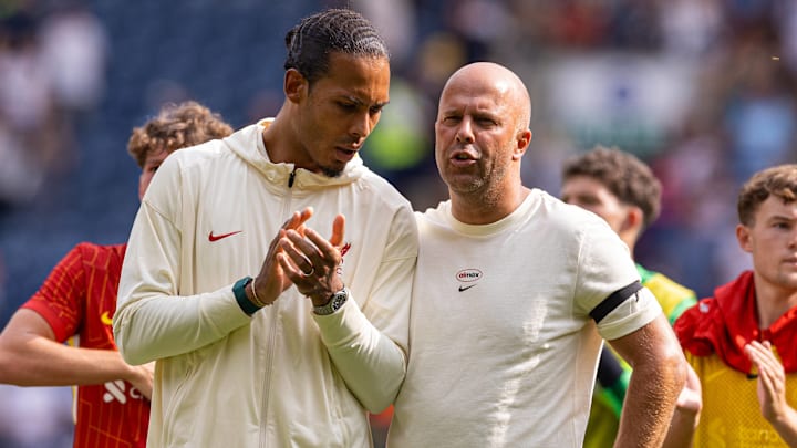 Virgil van Dijk (left) has spoken about the business done by Arne Slot and his Liverpool staff.