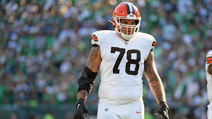Cleveland Browns offensive tackle Jack Conklin (78) against the Philadelphia Eagles at Lincoln Financial Field.