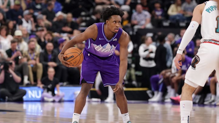 Mar 25, 2025; Salt Lake City, Utah, USA; Utah Jazz guard Collin Sexton (2) controls the ball during the second quarter against the Memphis Grizzlies at Delta Center. Mandatory Credit: Chris Nicoll-Imagn Images Mar 25, 2025; Salt Lake City, Utah, USA; Utah Jazz guard Collin Sexton (2) controls the ball during the second quarter against the Memphis Grizzlies at Delta Center. Mandatory Credit: Chris Nicoll-Imagn Images