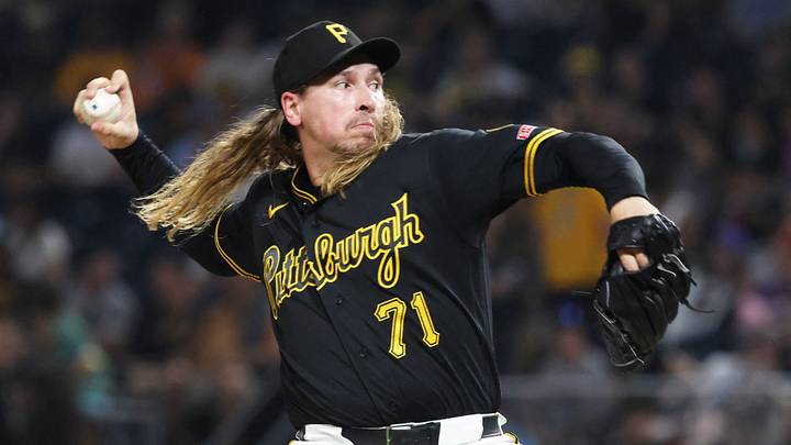 Aug 8, 2026; Pittsburgh, Pennsylvania, USA; Pittsburgh Pirates relief pitcher Lake Bachar (71) pitches against the New York Mets during the seventh inning at PNC Park. Mandatory Credit: Charles LeClaire-Imagn Images Aug 8, 2026; Pittsburgh, Pennsylvania, USA; Pittsburgh Pirates relief pitcher Lake Bachar (71) pitches against the New York Mets during the seventh inning at PNC Park. Mandatory Credit: Charles LeClaire-Imagn Images