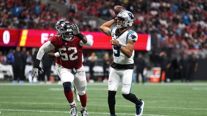 Carolina Panthers quarterback Bryce Young (9) throws a pass Carolina Panthers quarterback Bryce Young (9) throws a pass