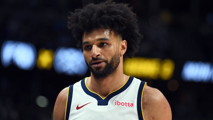 Apr 18, 2026; Denver, Colorado, USA; Denver Nuggets guard Jamal Murray (27) leaves the game during the first half against the Minnesota Timberwolves in game one of the first round of the 2026 NBA Playoffs at Ball Arena.
