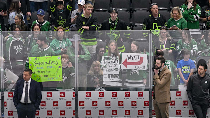 Fans at a Dallas Stars-Utah Hockey Club game on Apr 12, 2025.