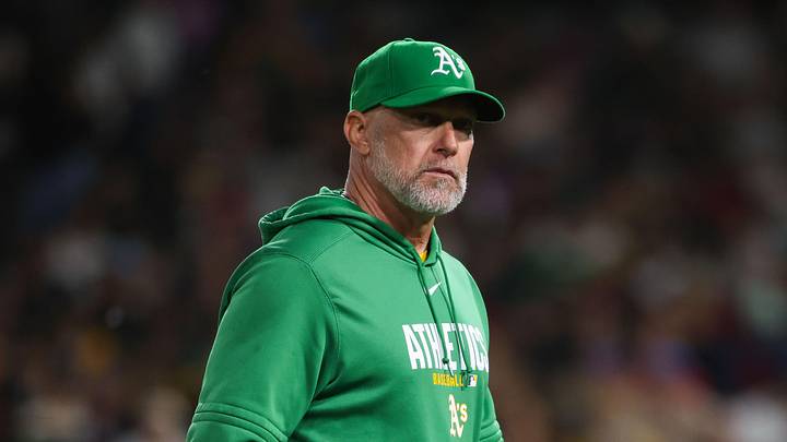 May 1, 2026; West Sacramento, California, USA; Athletics manager Mark Kotsay (7) walks back to the dugout after making a pitching change during the sixth inning against the Cleveland Guardians at Sutter Health Park. Mandatory Credit: Scott Marshall-Imagn Images