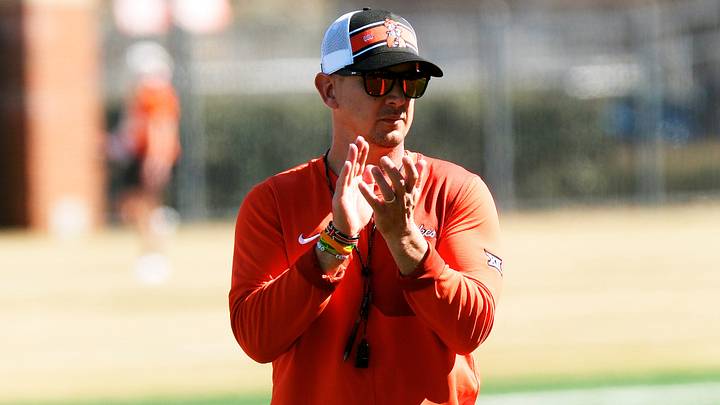 Oklahoma State head football coach Eric Morris. Oklahoma State head football coach Eric Morris.