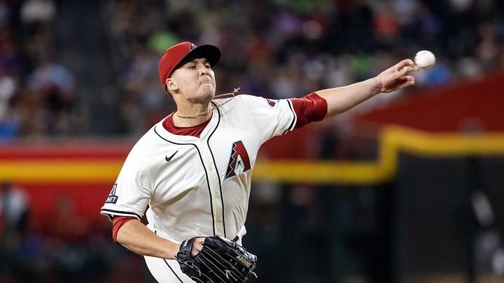 Sep 16, 2025; Phoenix, Arizona, USA; Arizona Diamondbacks pitcher Brandyn Garcia against the San Francisco Giants at Chase Field. Mandatory Credit: Mark J. Rebilas-Imagn Images