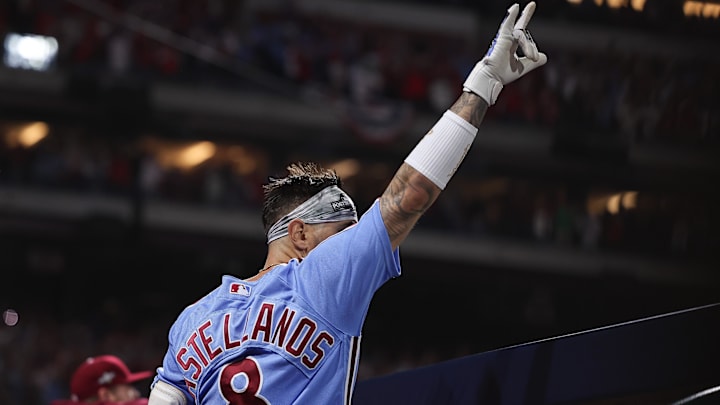 Oct 12, 2023; Philadelphia, Pennsylvania, USA; Philadelphia Phillies right fielder Nick Castellanos