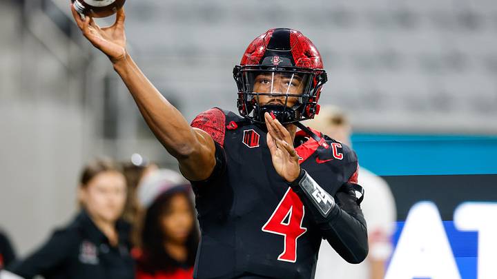 San Diego State Aztecs quarterback Jayden Denegal (4).